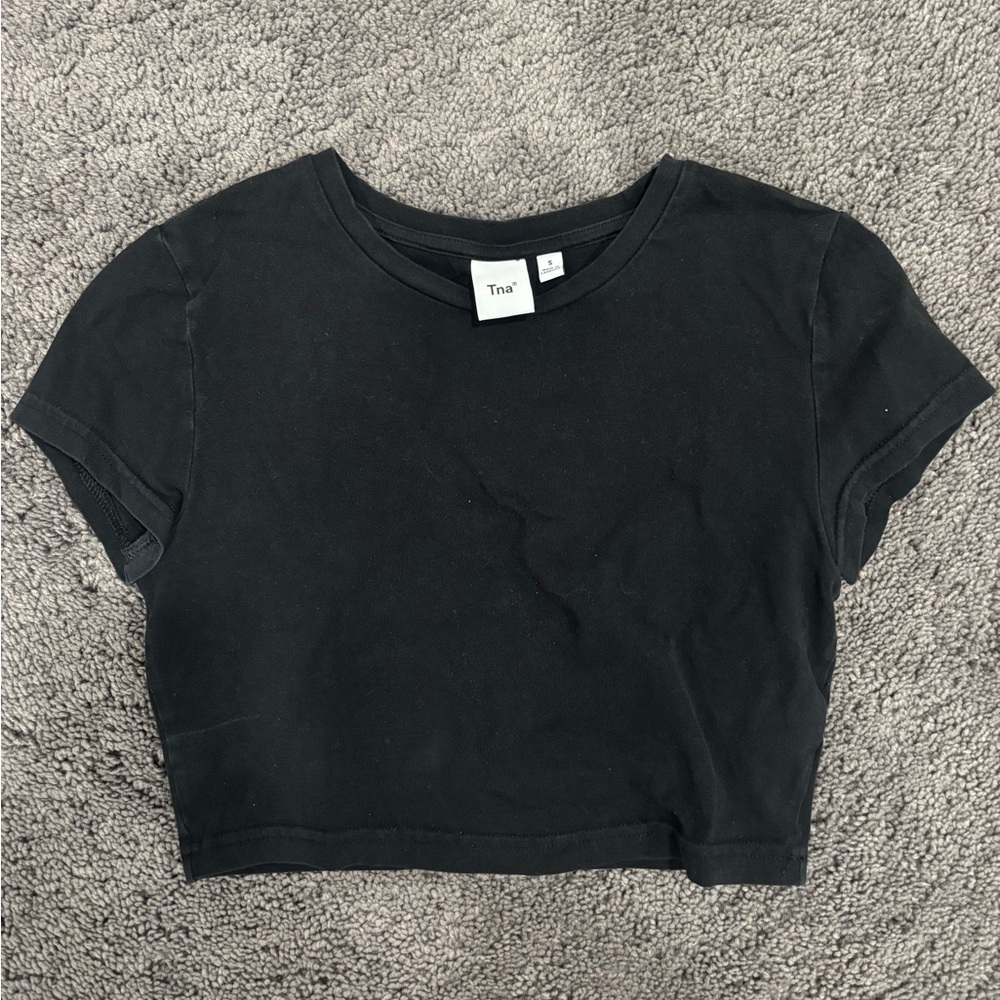 TNA Black Cropped Crew Tee- Hold-It™ Ortiz Cropped T-Shirt